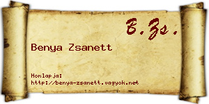 Benya Zsanett névjegykártya